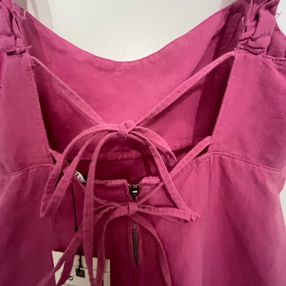 ZARA Pink Linen Blend Mini Dress-NWT - Picture 6 of 7